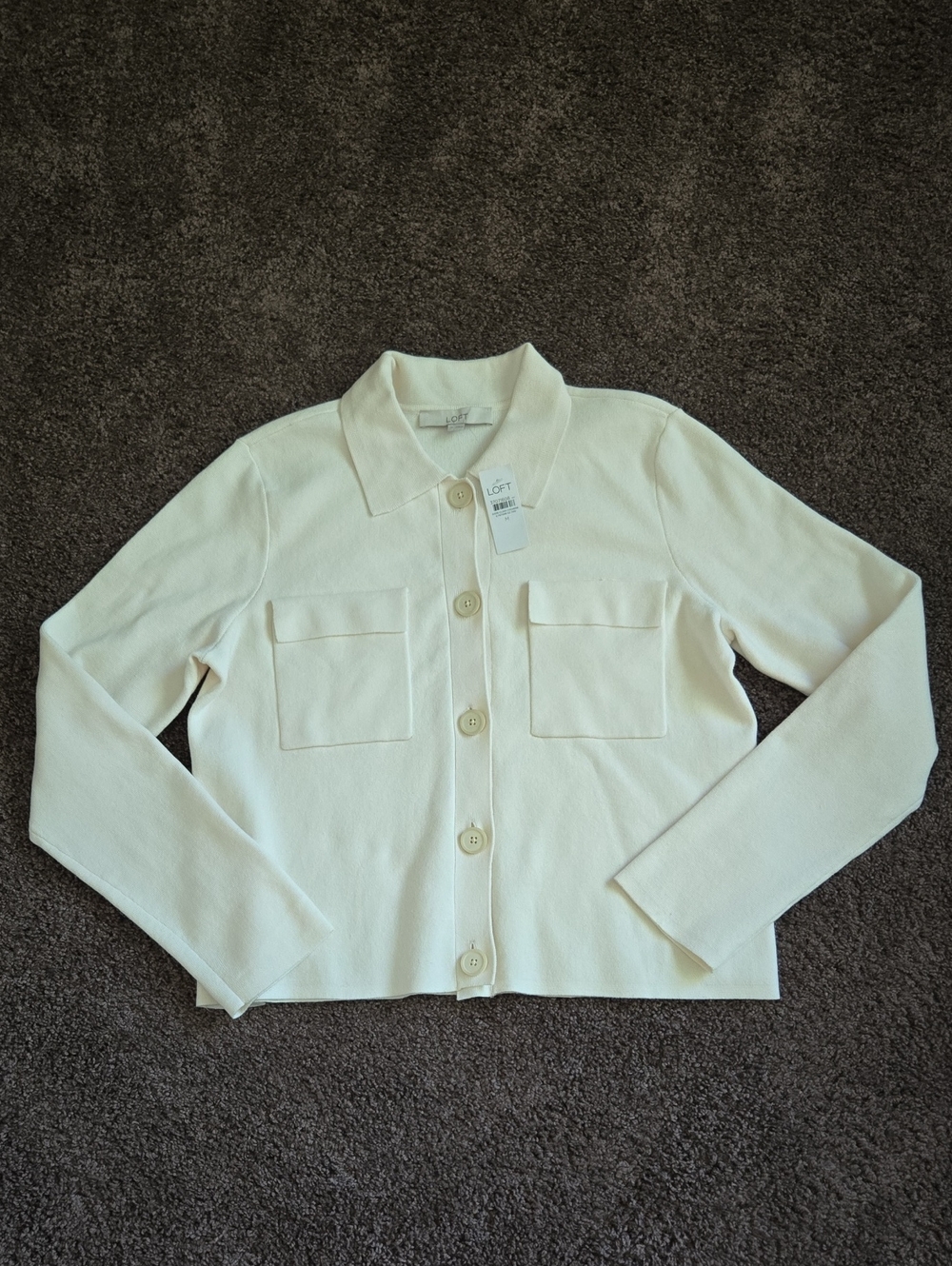 NEW Ann Taylor Loft Ivory Sweater Jacket M